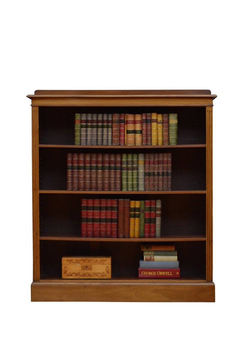 English Edwardian Walnut Open Bookcase